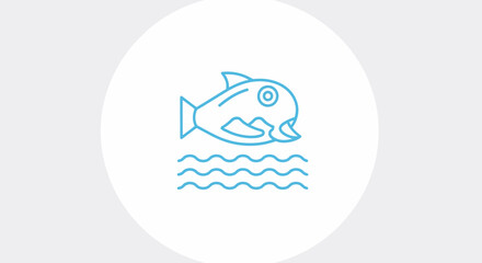 Obraz premium Stylized Fish Icon Swimming in Water.