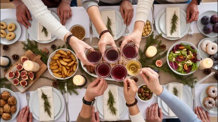 Gathering for a festive meal filled with joy and colorful dishes