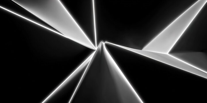 Creative abstract design featuring sharp angles and bright lines on a dark background