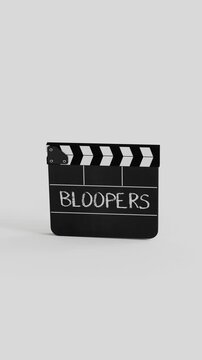 Bloopers word on Film Slate Clap Board Outtakes Mistakes Wrong Flubs Movie 3D Vertical Animation	