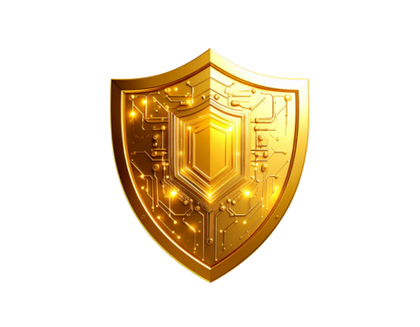 Futuristic Golden Security Shield Icon – Cutout