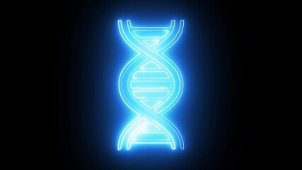 Glowing blue neon light dna double helix structure illustration representing genetics, science, and medical research concept. - Powered by Adobe