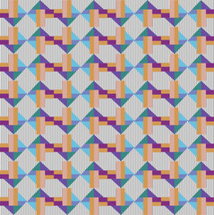 Seamless Vibrant Multicolor Triangular Grid Pattern art.  Geomatric Shapes in Optical Abstract Arrangement .Digital  printable design for wallpapers, backgrounds, pottery, flooring and textiles print