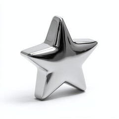 Fototapeta premium High-End Holiday Concept Featuring Polished Silver Star Ornament on Clean White Background. Generative AI 