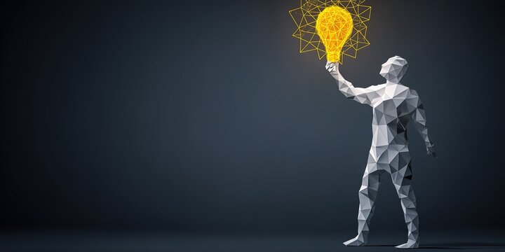 Creative genius shines brightly with a glowing light bulb in a digital art piece showcasing innovation and inspiration