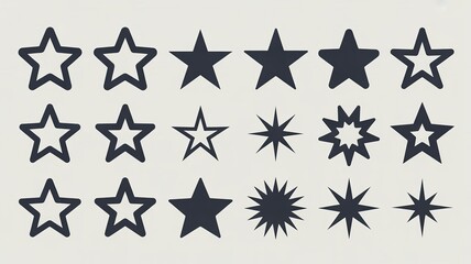 Obraz premium Collection of hand drawn and silhouette star shapes
