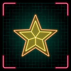 Decorative star icon illustration, Christmas vector symbol collection, cyber neon visual, glowing borders frames.
