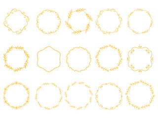 Golden Floral Wreath Frame Set Decorative Round Border Vector Collection
