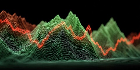 Dynamic line graph showing financial market trends and fluctuations in data visualization