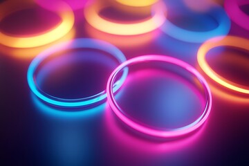 Bright neon circular lights high resolution picture