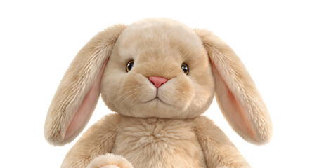 Cute plush bunny rabbit toy isolated on white background for kids