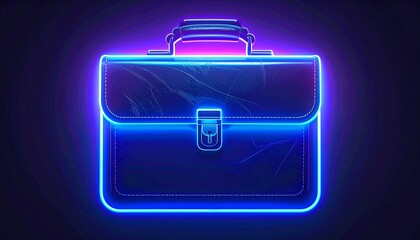 Neon briefcase glowing with vibrant colors in a dark setting showcases modern design and artistic flair