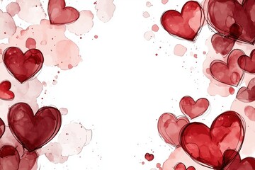 Frame, romantic red hearts create a vibrant border for love-themed celebration or greeting card design. Concept of Saint Valentine Day and 8 Mart celebration.