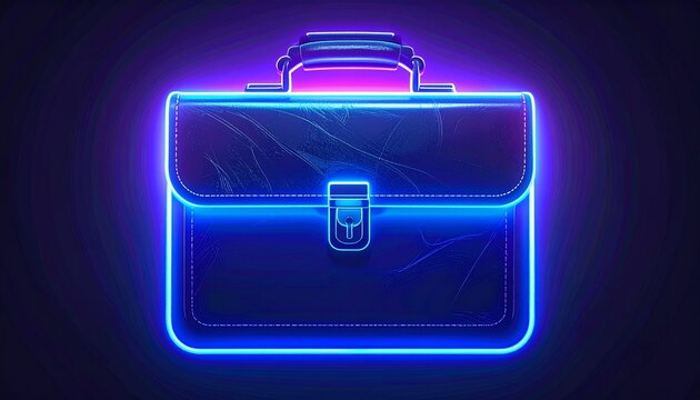 Neon briefcase glowing with vibrant colors in a dark setting showcases modern design and artistic flair
