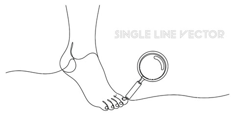 Foot health examination single line drawing