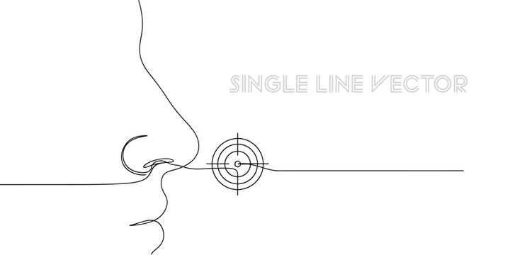 Single line human face with target focus