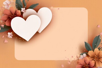 Background with hearts and flowers creating a romantic atmosphere. Concept of Saint Valentine Day and 8 Mart celebration.