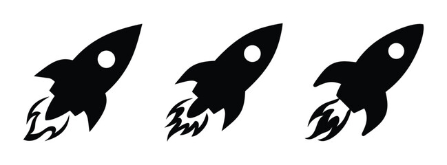 Rocket ship vector illustration, space travel, future technology, startup launch, black and white