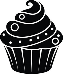 Sweet Cupcake Dessert Pastry Bakery Delicious Treat Confection Tasty Food Sugar Cream Swirl Chocolate Decoration Graphic Vector Illustration