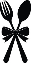 Crossed Spoon and Fork Vector Icon Culinary Utensils Food Symbol Restaurant Emblem Dinnerware Silverware Kitchen Cutlery Black Graphic Design