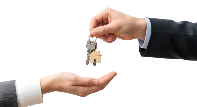 Handing over keys isolated on transparent background - Powered by Adobe