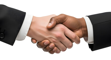 Business handshake agreement between two men isolated on transparent background