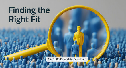 Finding Right Fit Job Search Candidate Selection Human Resources Recruitment Hiring Staffing Employee Talent Acquisition Opportunity Solution Illustration