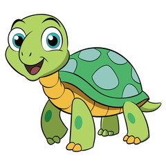 Smiling Green Turtle with Spots on Shell Isolated Design