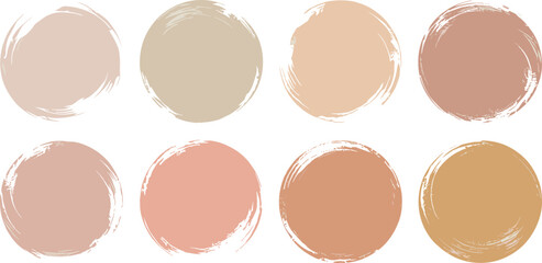Eight neutral earth tone brush stroke circles paint