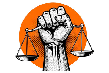 Raised Fist Holding Scales Of Justice Equality Symbol Legal Representation Human Rights on transparent background