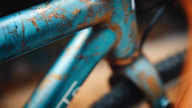 Detailed medium shot of matte finish anodized bike frame aluminum highlighting texture variations and durable protective oxide layer craftsmanship.