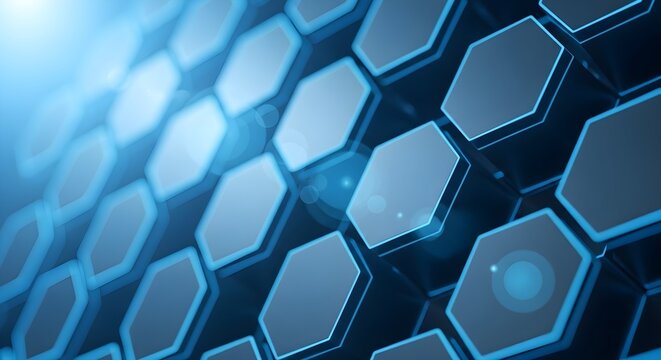 Abstract hexagonal pattern with blue light modern technology background