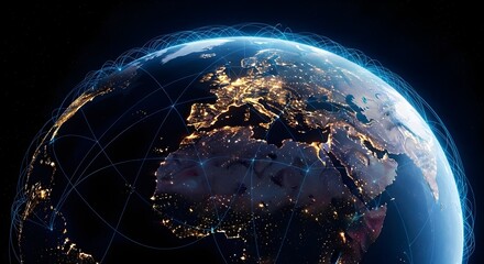 Earth from space showing europe and africa at night