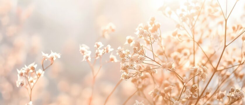 Elegant beige floral background with soft sunlight and gentle plant shadows. Minimal natural design with pastel tones, perfect for beauty, wellness, and seasonal creative projects.
