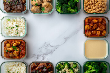 Healthy meal prep in glass containers