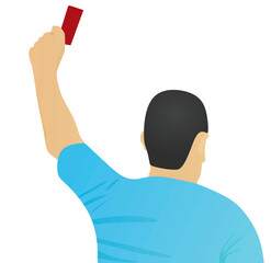 Referee hold red card. vector illustration	
