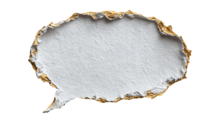 Torn paper speech bubble isolated on a transparent white background, clipping path, pen too