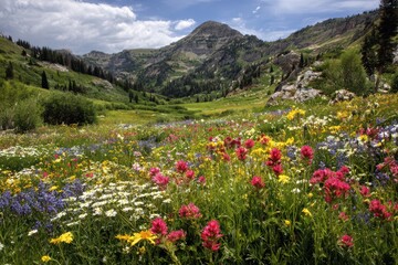 Stunning Wildflower Bloom at Albion Basin, Alta, Utah - A Colorful Canyon Field in Full Blossom
