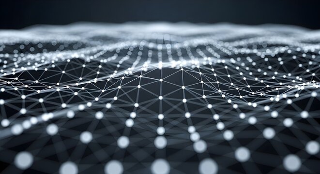Abstract network connection structure with connecting dots and lines