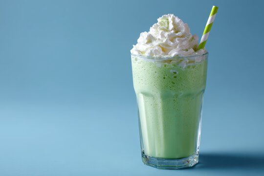 Refreshing Shamrock Shake Topped with Whipped Cream for Saint Patrick's Day Celebration