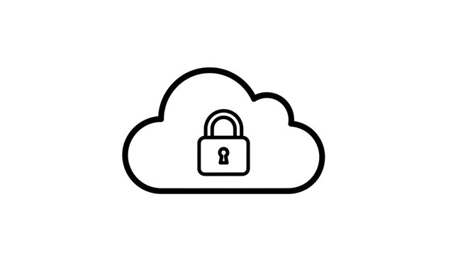 Secure cloud data storage. A cloud-shaped icon with a lock symbolizing secure data storage and protection. The image evokes feelings of safety and accessibility