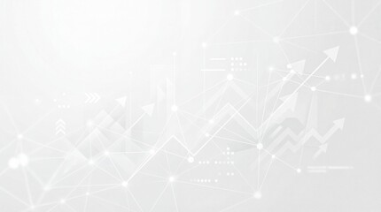 Fototapeta premium Abstract digital background with interconnected nodes and upward trending arrows in a futuristic design