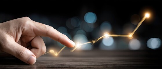 A hand is reaching out to interact with a digital screen showing graphs and data points for analysis and insights in a financial context