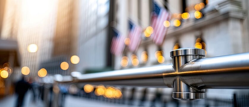 Traders and pedestrians interact in a lively urban setting, with financial data displayed, showcasing the vibrant market atmosphere