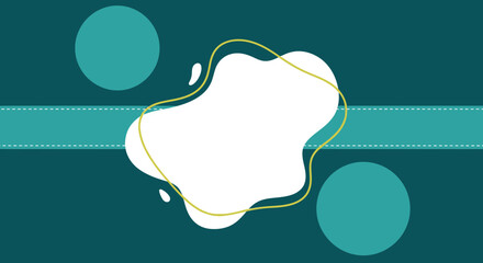 Modern teal background with a white blob framed with yellow line for text placement