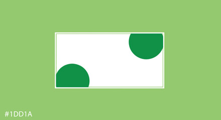 Minimalist abstract design with green circles and white rectangle on light green background