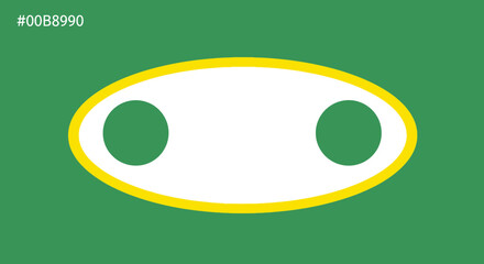 Abstract Green Background with White Shape and Yellow Outline Minimal Design