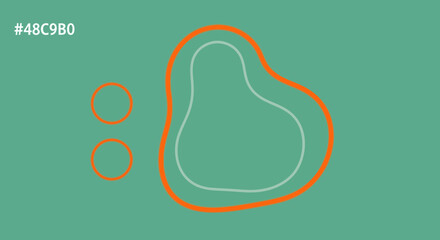 Abstract geometric background with organic shapes in green and orange color scheme