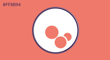 Abstract geometric design featuring circles within a circle on coral background