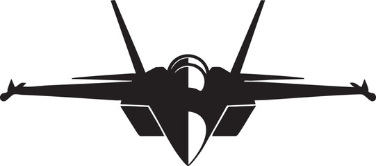 Black fighter jet silhouette reveals powerful wings, tail, and cockpit structure on transparent backdrop